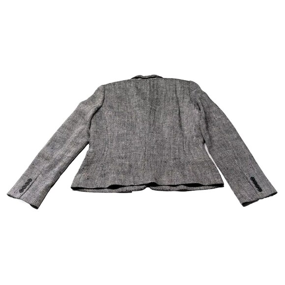 RALPH LAUREN Blazer Black Cream Herringbone Size 8 Silk Linen Blend Academia GUC - Picture 16 of 16